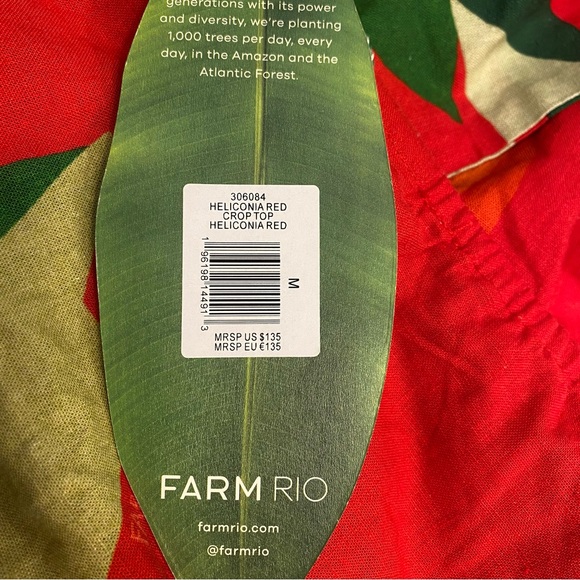 NWT💕Farm Rio Heliconia Halter Crop Top in Heliconia Red Size M - Picture 12 of 15